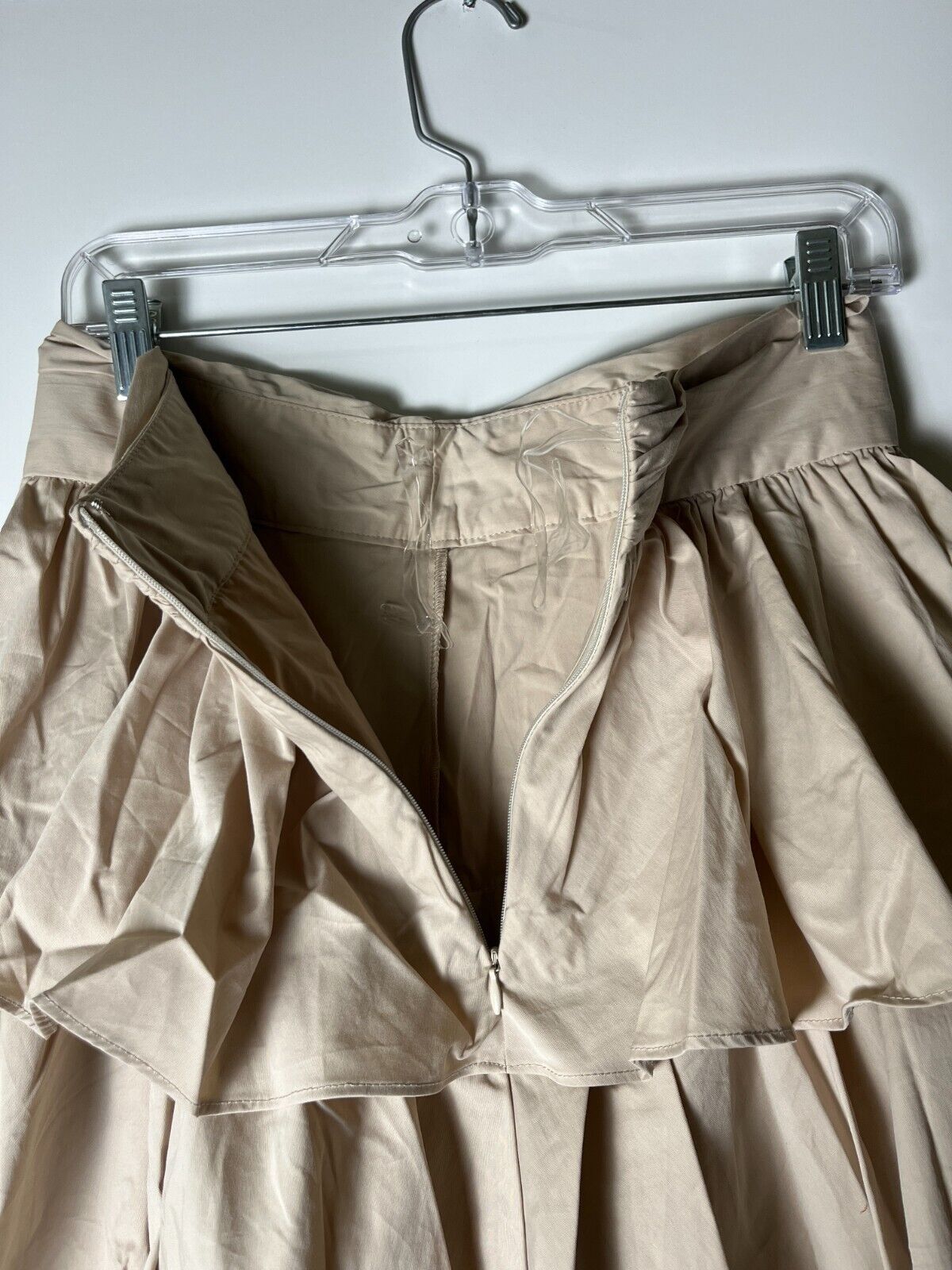 Babyboo Women's M Joy Ruffle Off Shoulder Crop Top & Maxi Skirt Set Beige