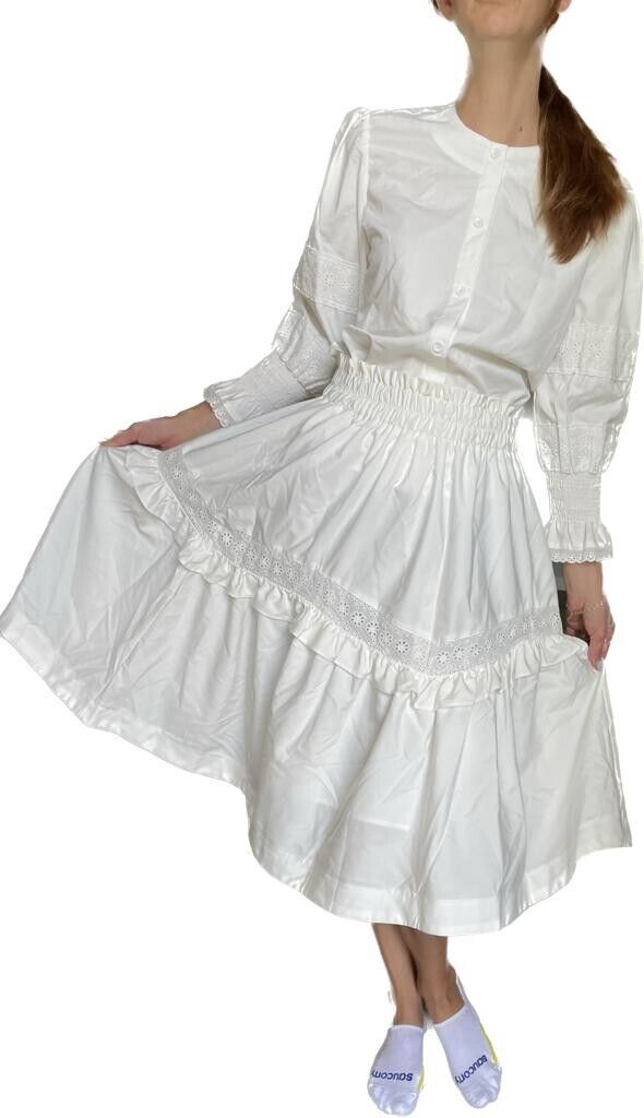 Prairie Girls 18y Womens S White Ana Set Skirt Amish Cottage Core Sweet Threads