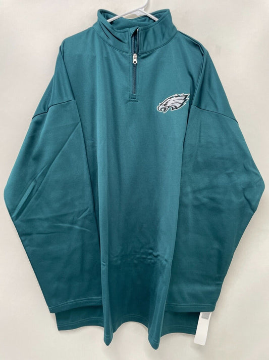 Philadelphia Eagles 4XL NFL Birdseye 1/4 Zip Pullover Sweater Teal Green Profile