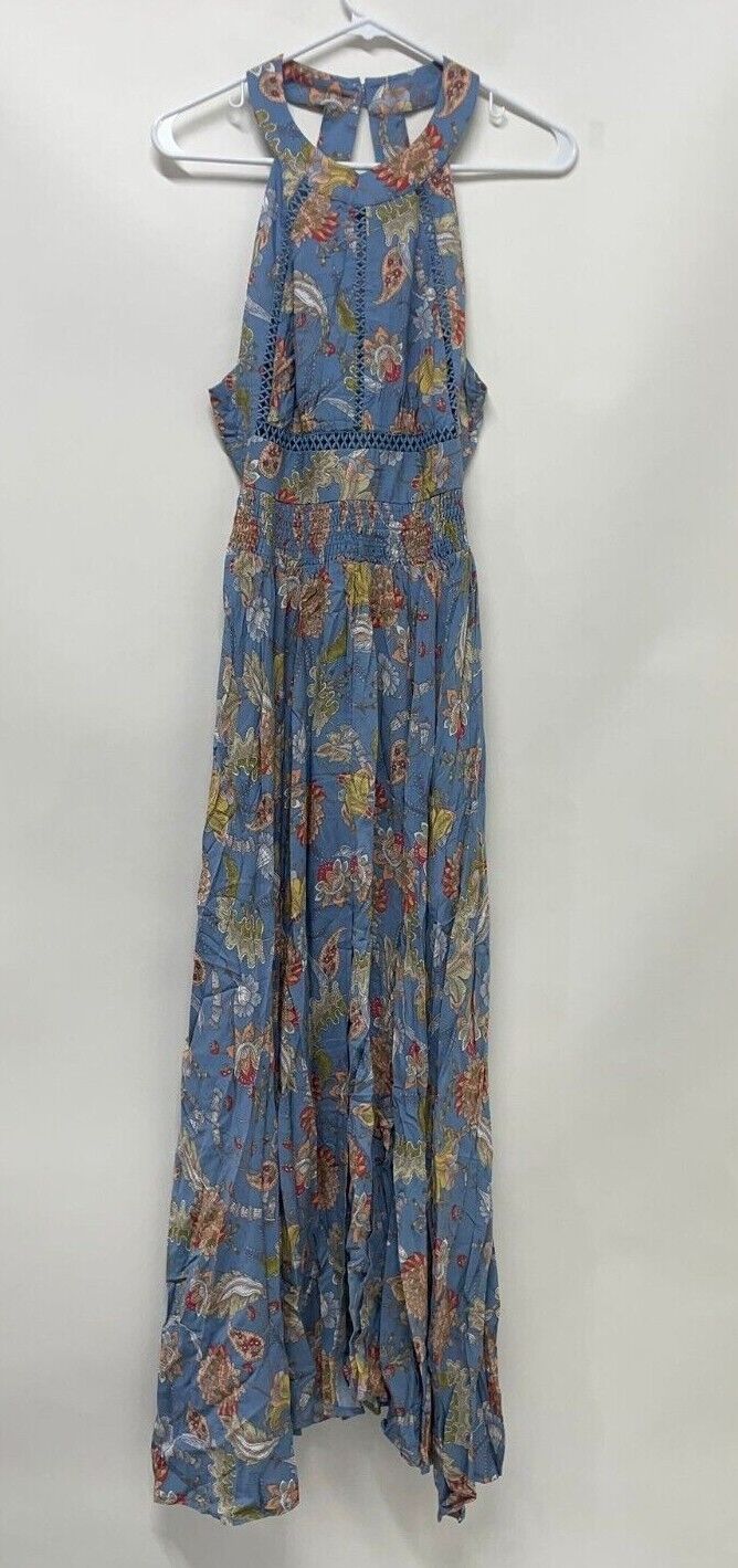 Petal + Pup Womens Newell Maxi Dress Floral Blue Halter Neck Sleeveless