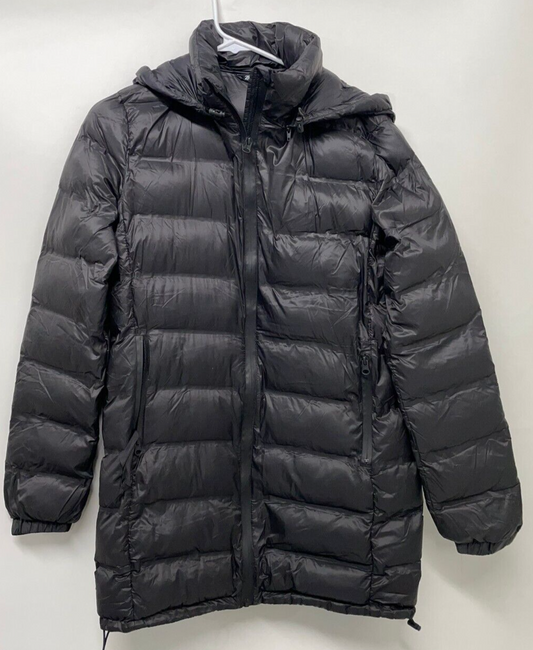Zara Womens Packable Quilted Coat Long Jacket Puffer Zip Up Black 4341/705/800