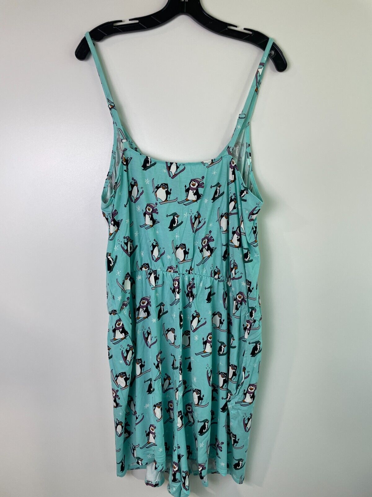 Me Undies Womens 4XL Penguins On Skis Deep V-Neck Faux Wrap Romper Aqua W846-SKP