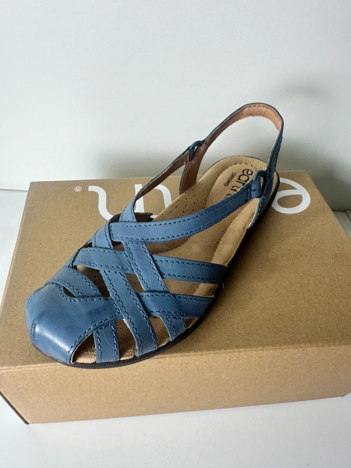 Earth Origins Womens 7 Nellie Slingback Leather Sandals Medium Blue NELLIE-IVO01