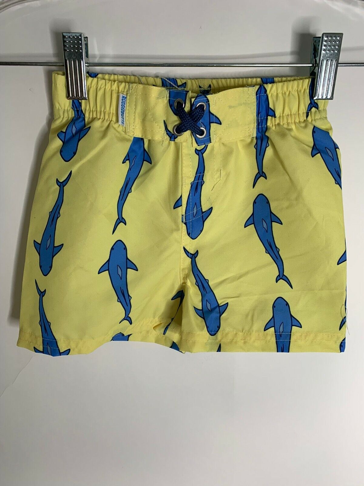 Ruggedbutts Boys Toddler 18-24M Yellow Jawsome Shark Swim Trunks Swimsuit Ruffle