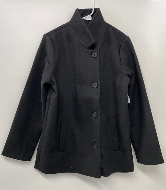 Old Navy Womens S Soft-Brushed Button-Front Car Coat Button Down Long Black