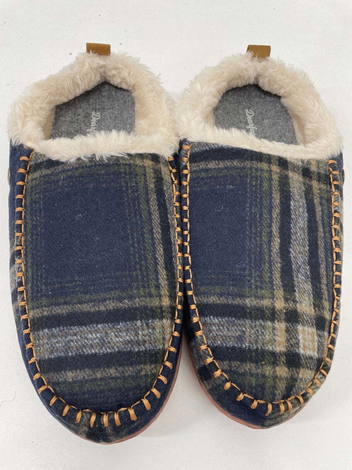 Alpine By Dearfamous Mens L Bern Clog Slipper Black Plaid Pattern Faux Fur Lined