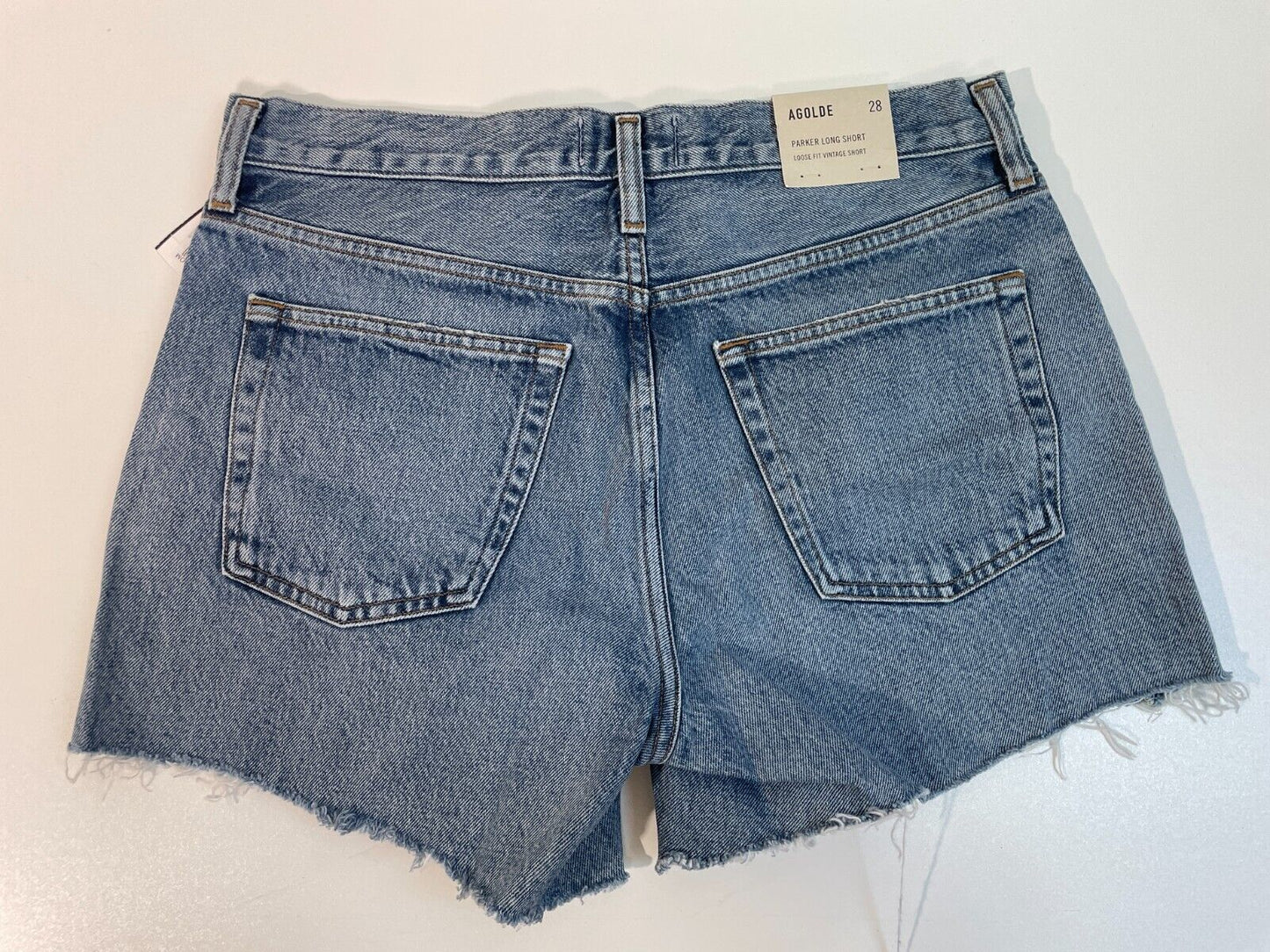 Agolde Women's 28 Vintage Denim Parker Cut Off Long Shorts Skywave A9010-1142