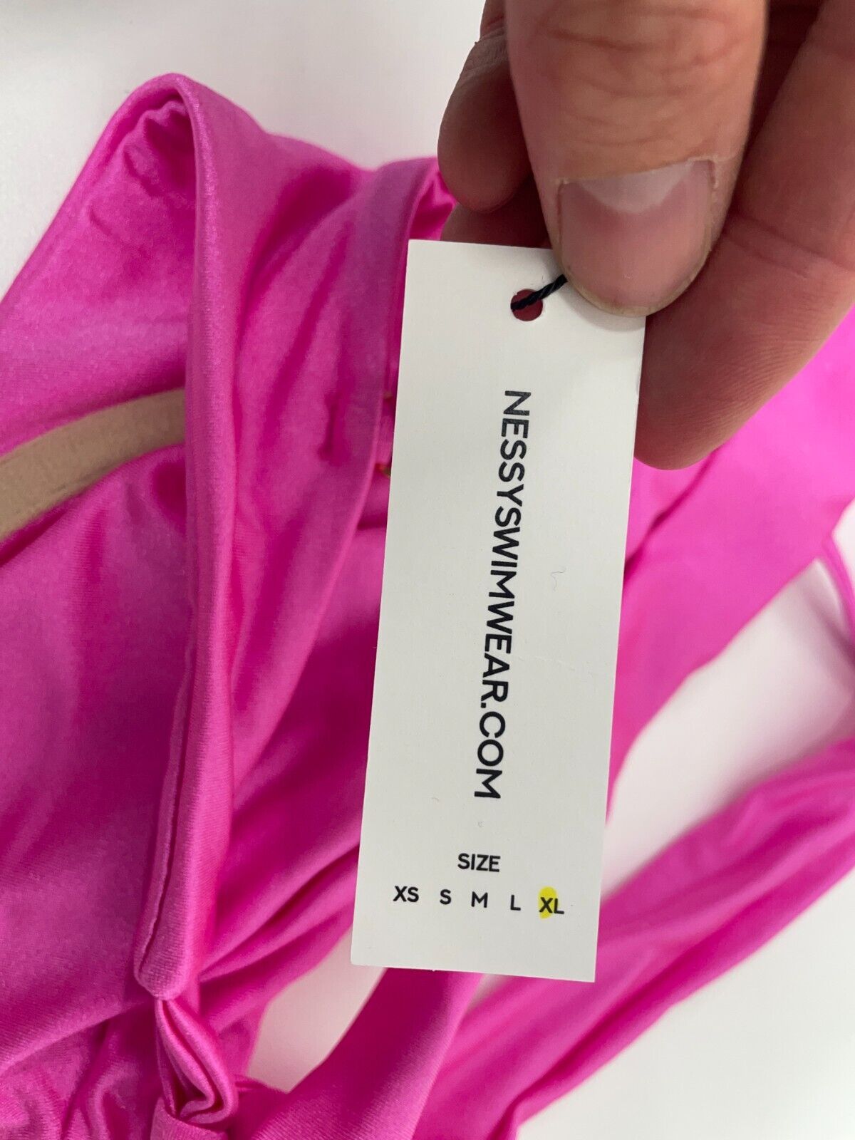 Nessy Swimwear Women's XL Jocelyn Bikini Top Blush Pink Underwire Back Bow Tie