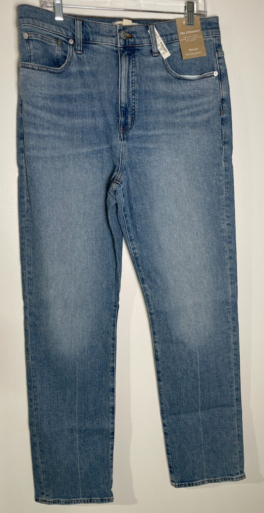 Madewell Womens 31 Tall '90s Straight Jean in Rondell Wash Crease Edition NN691