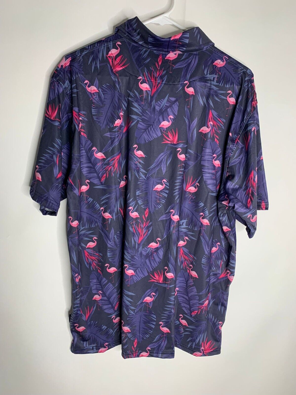 Greater Half Mens XL Navy Blue Flamingo Print Golf Polo Performance Fit