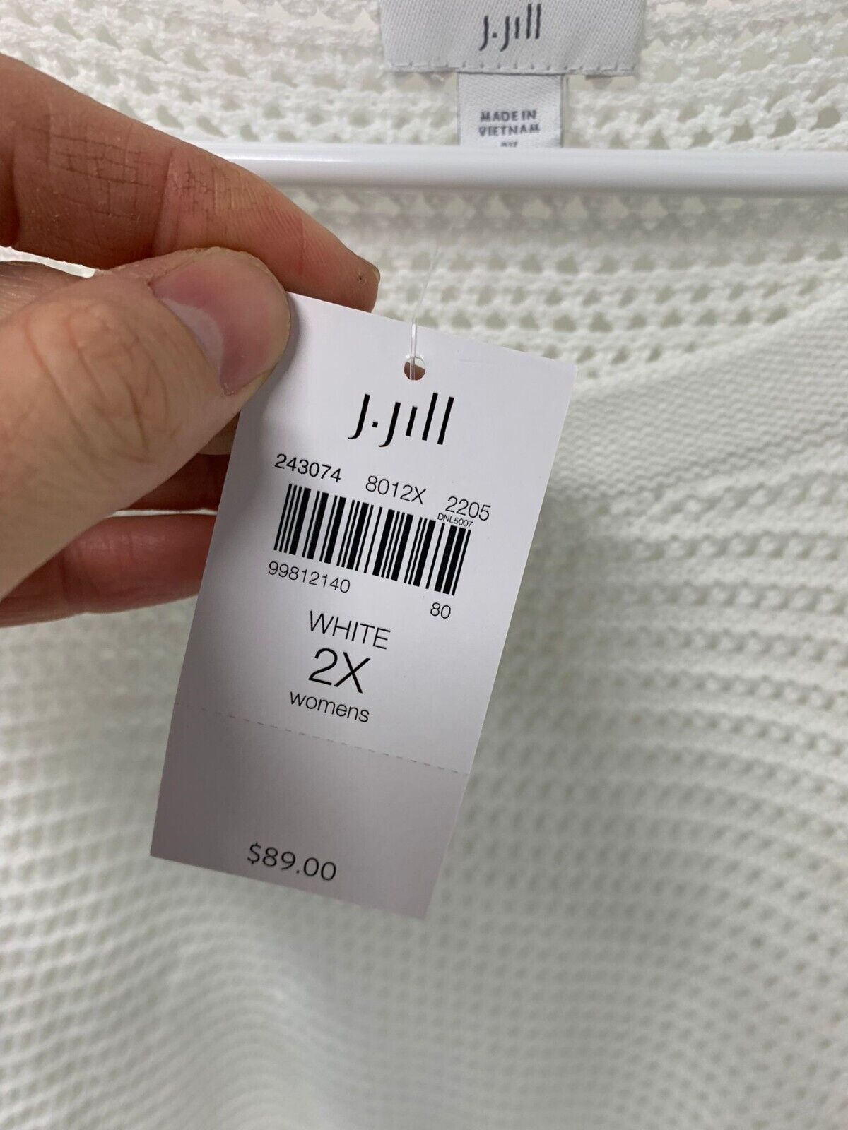 J Jill Womens 2X Textured Open Stitch Sweater Knit Poncho Tunic White