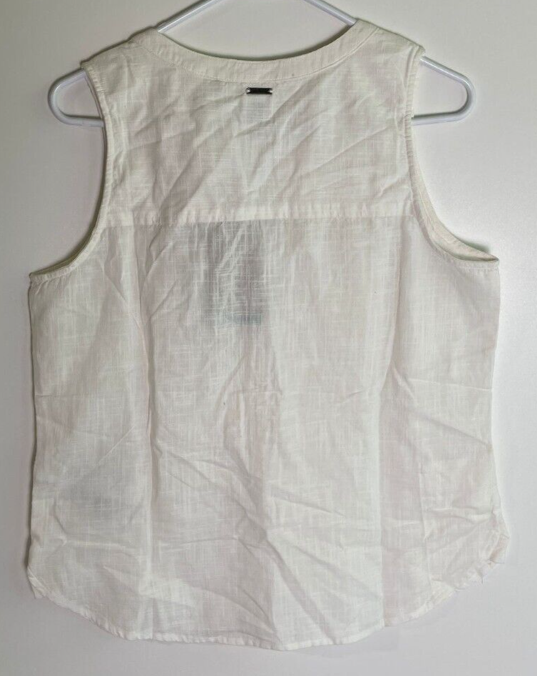 prAna Womens M Katya Essential Tank Top V-Neck White Stripe 1970941 Sleeveless