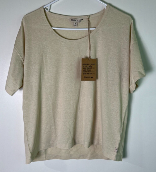 Toad & Co Women's M Piru Short Sleeve Easy Tee Boxy Shirt Salt Beige T1002302