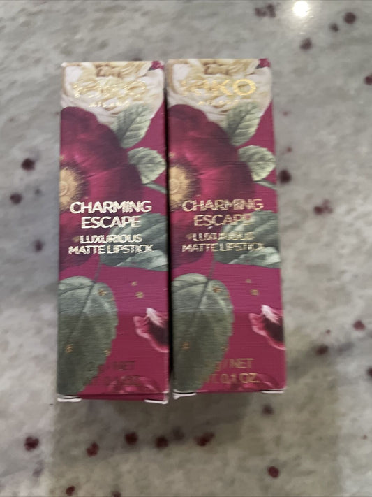 KIKO Lot of 2 Lipstick Charming Escape 02 Milky Coffee Matte Luxurious