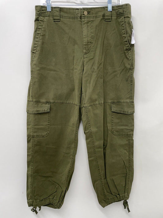 Old Navy Womens L High-Waisted Barrel-Leg Cargo Ankle Pants Army Green 655166
