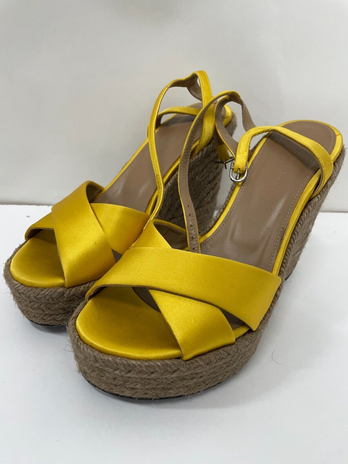 Sonia Rykiel Womens 6 Crisscross Strap Espadrille Wedge Heels Sandals Yellow