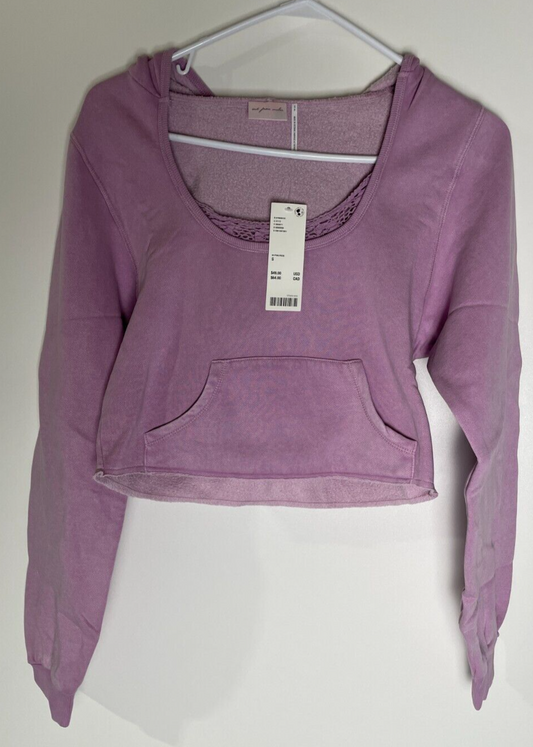 Out From Under Women's S Jayden Lace-Trim Hoodie Sweatshirt Purple 87883310