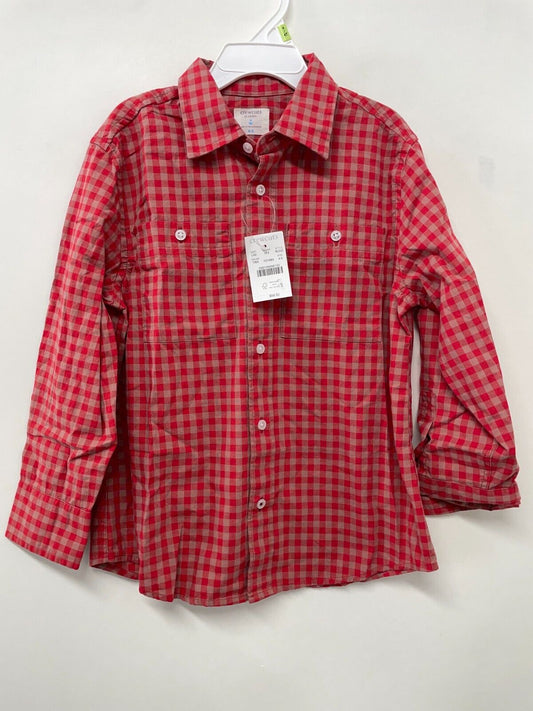 J. Crew Cuts Kids Boys 4-5 Relaxed Fit Shirt Lightweight Flannel Red Plaid BJ322
