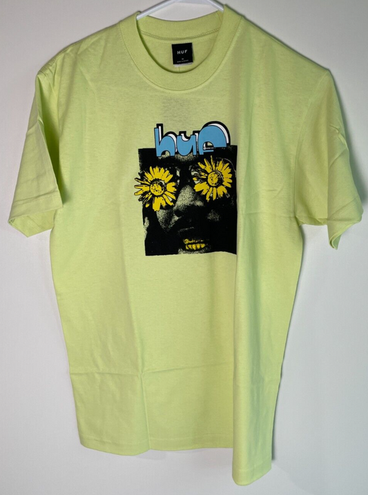 HUF Men's M Eye Know Short Sleeve Crew Neck Cotton T-Shirt Lime Green TS01961