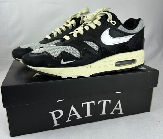 Nike Mens 9 Air Max 1 Patta White Black Running Shoes Sneaker DQ02991-001