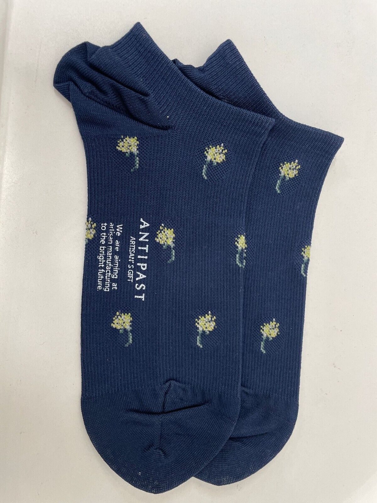 Antipast Womens KT-157S Ankle Compression Socks Floral Socks Navy/Black