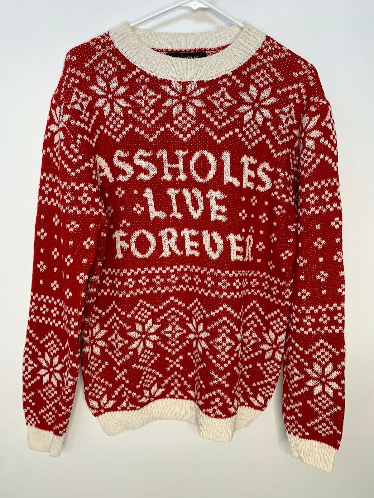 A**holes Live Forever Linda Finegold Mens M Fair Isle Holiday Sweater Christmas