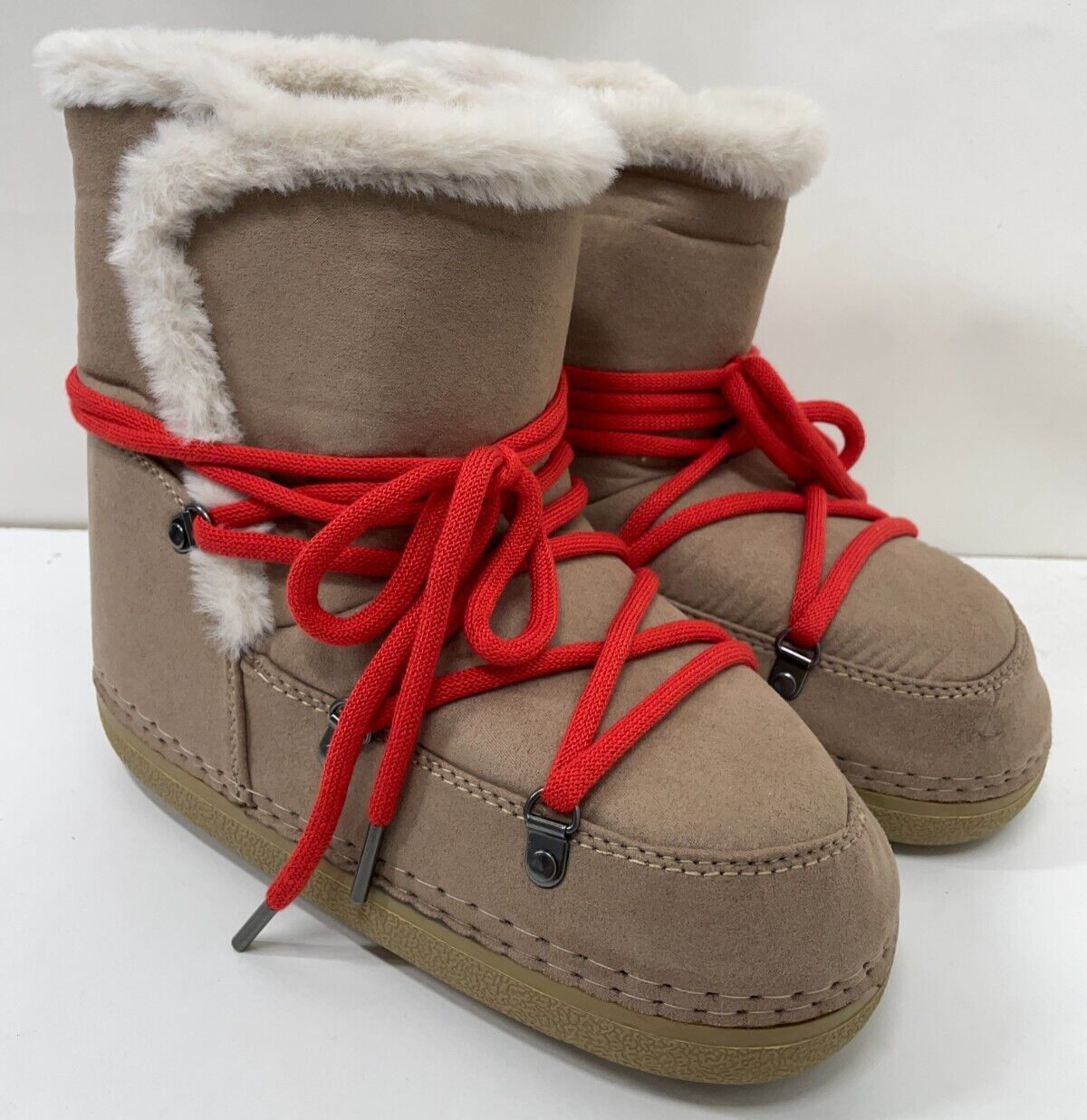 JustFab Womens M Avery Shearling Lace Up Boot Brown Cold Weather CW2254071-4338
