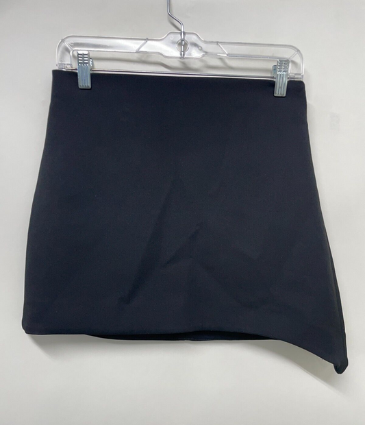 Zara Women's S Peaked Mini Skirt Black 2585/420 Asymmetric Side Zip Short NWT