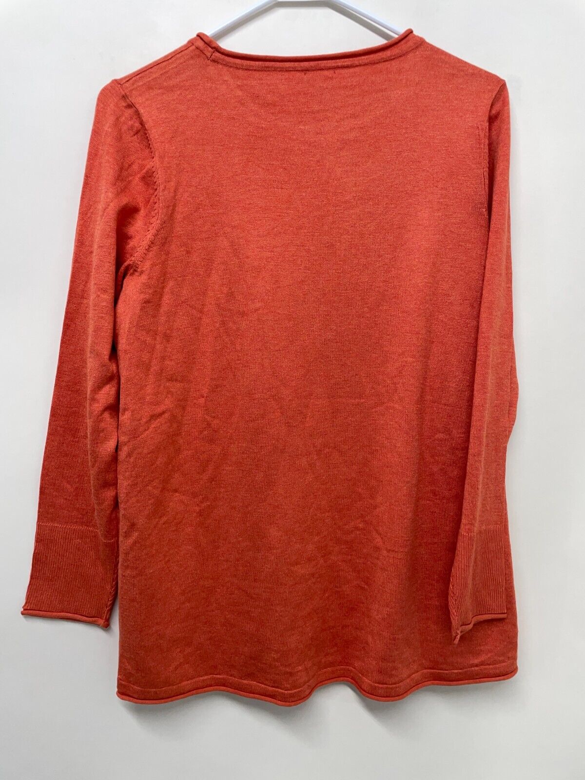 Chico's Womens 1 Rib Cuff Crewneck Pullover Sweater Orange Long Sleeve 570329931