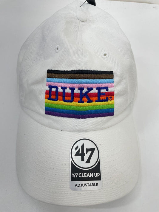 47 Brand NCAA Duke Blue Devils Gay Pride Clean Up Cap White Adjustable LBGTQ Hat