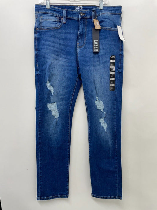 Lazer Mens 34x32 Issac Jeans Tapered Leg Slim-Fit Stretch Distressed ML83592
