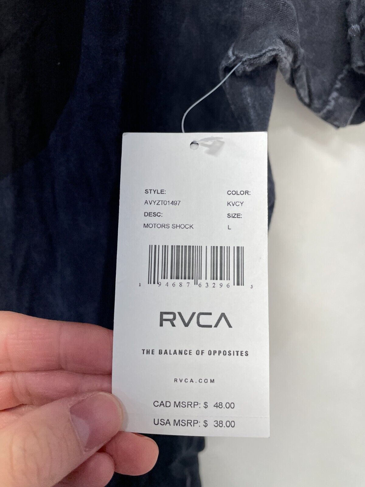 RVCA Mens L Motors Shock Short Sleeve Tee Black Wash Tie Dye T-Shirt AVYZT01497