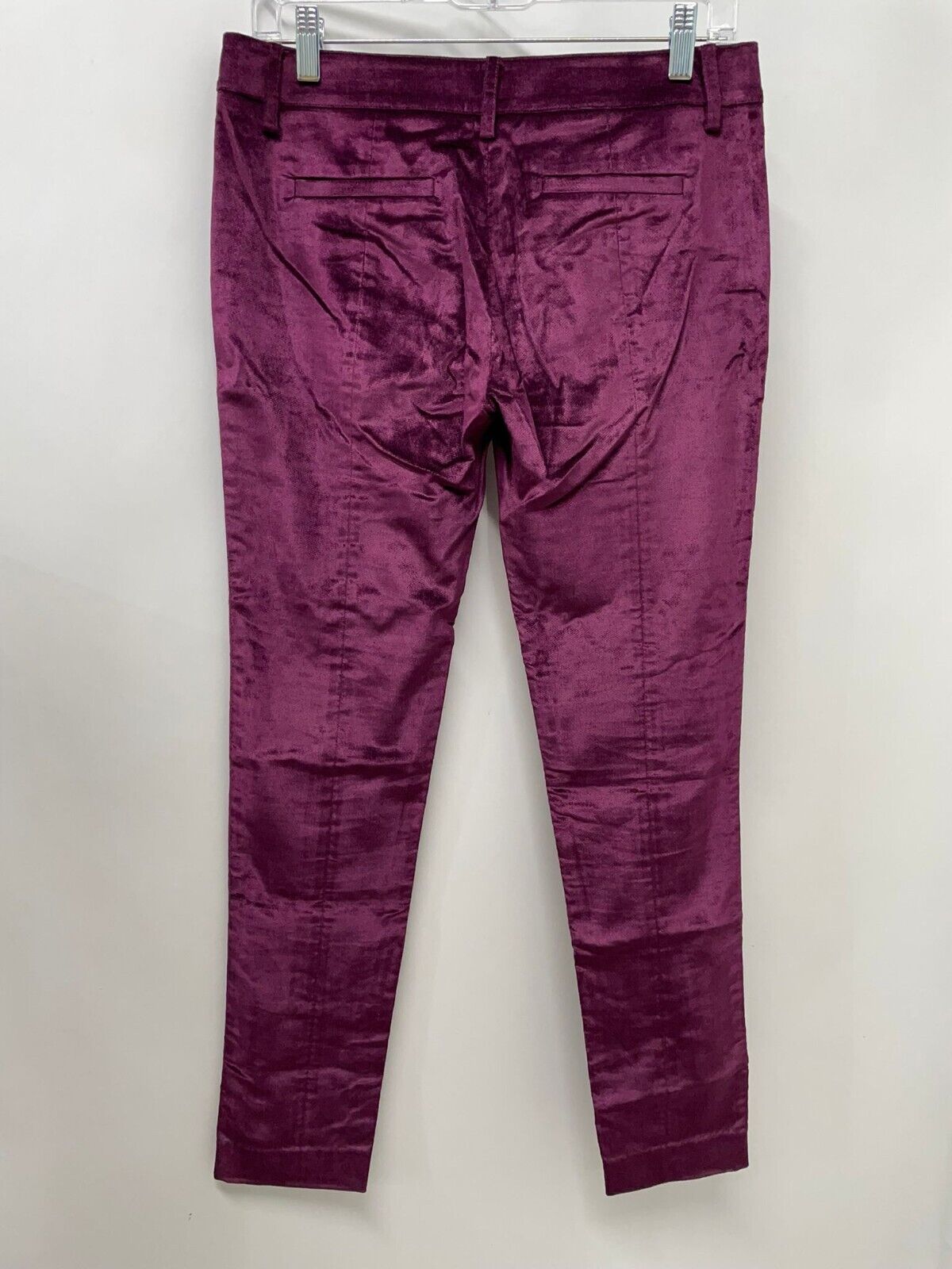 Tibi Womens 2 Burgundy Velvet Skinny Pants Front Slit Dress Velour Purple