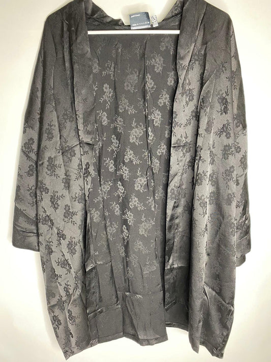 ASOS Design Womens S Satin Jacquard Kimono Black Cover Up Top Floral