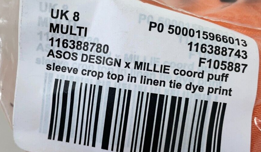 Asos Design Womens 4 Millie Coord Puff Sleeve Tie Dye Print Crop Top 116388743