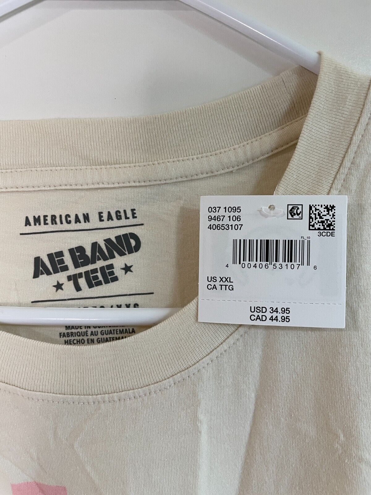 American Eagle Women's XXL Oversized Sublime Band Graphic Tee Beige 037-1095