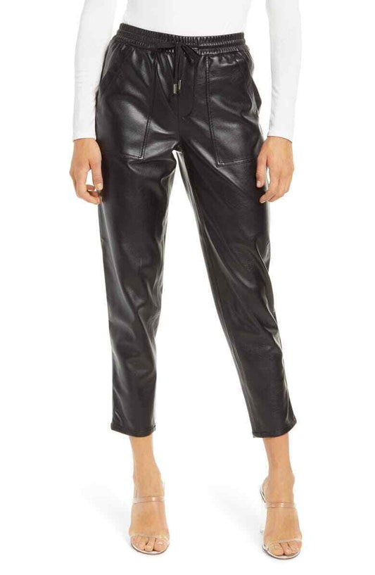BlankNYC Womens 26 No Guidance Ankle Faux Leather Pants Black Pull On
