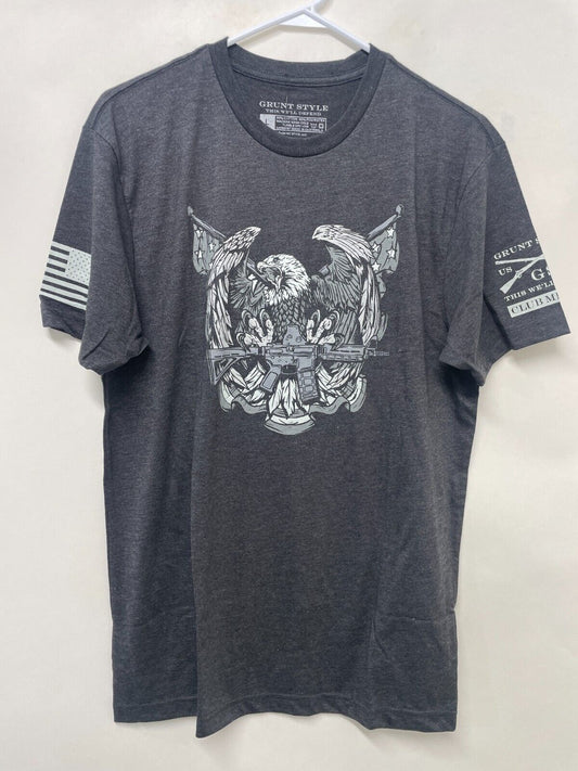 Grunt Style Mens L 2022 December Club Murican Eagle Gray Graphic Tee CGS1222
