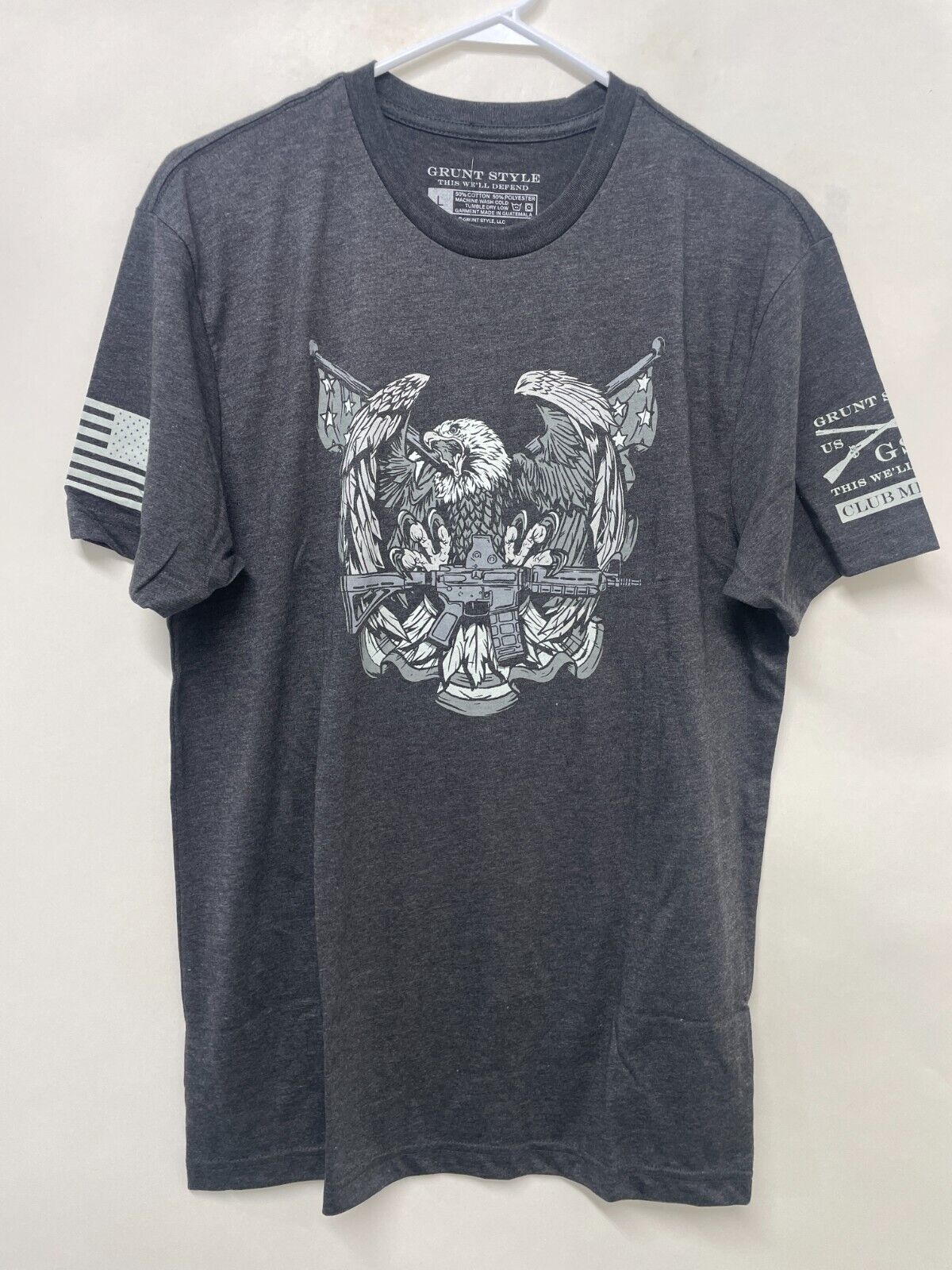 Grunt Style Mens L 2022 December Club Murican Eagle Gray Graphic Tee CGS1222