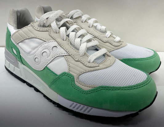 Saucony Men's 9 Shadow 5000 Sneaker White/Green Leather Lace Up S70667-1 NEW