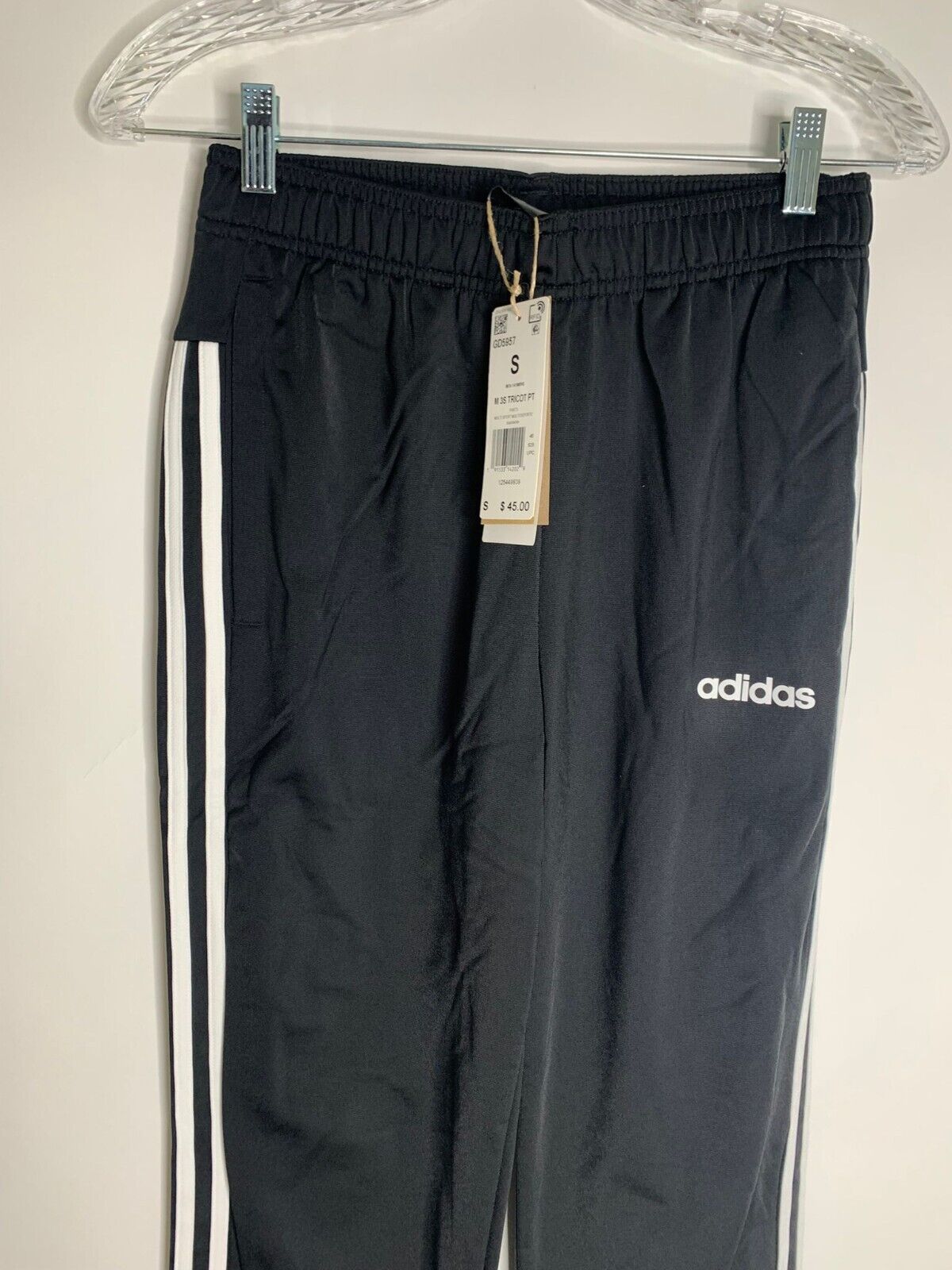 Adidas Mens M Black White Essentials 3-Stripes Pants Tricot Jogger GD5957