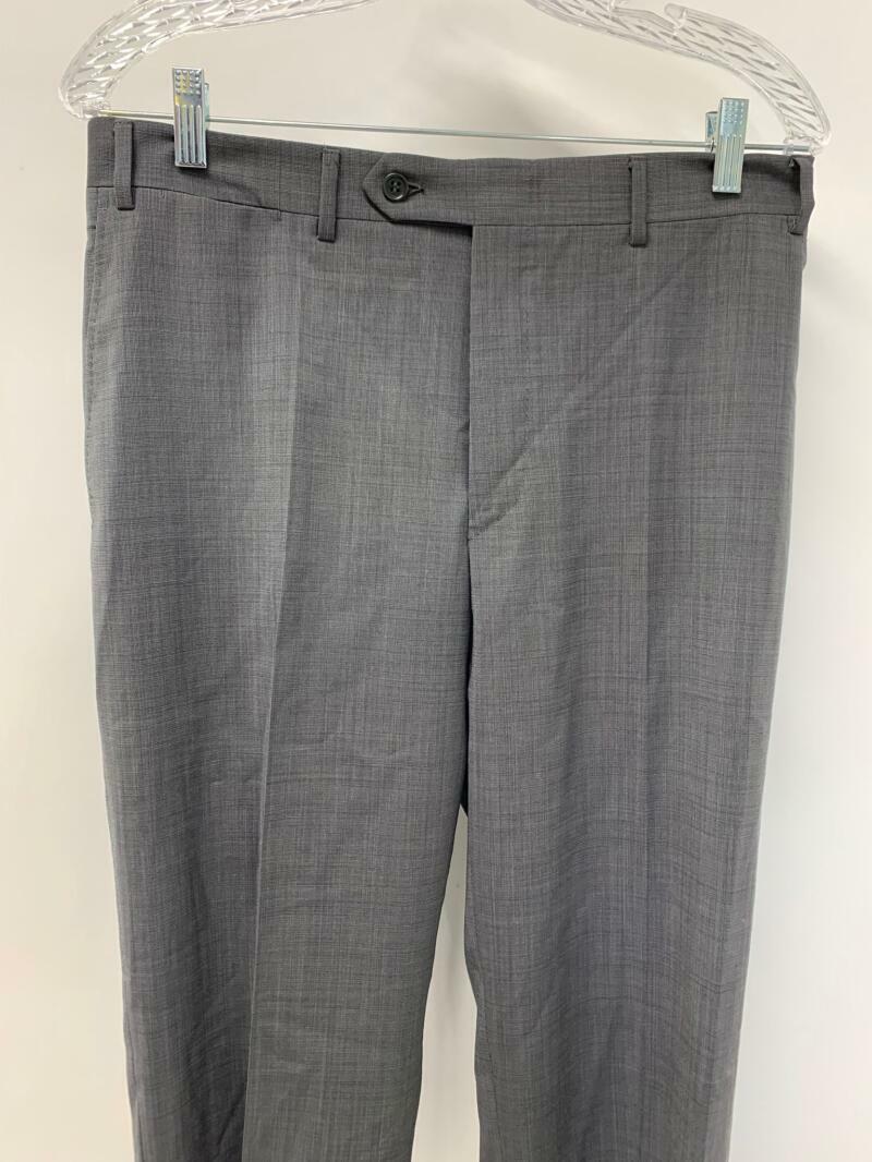 Canali Mens 32 Gray Cross Hatch Textured Italy Wool Suit Dress Pants Flat Front