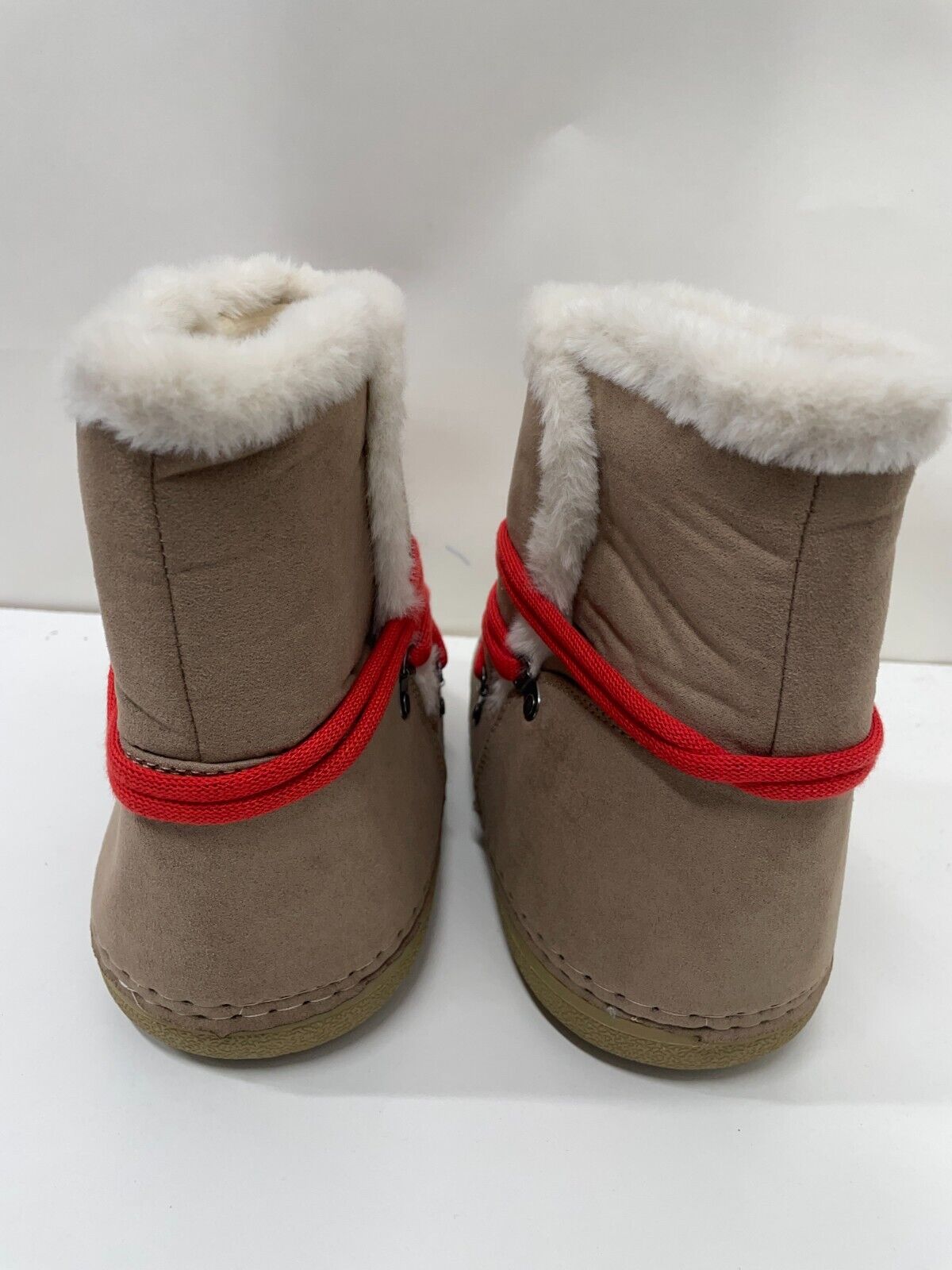 JustFab Womens M Avery Shearling Lace Up Boot Brown Cold Weather CW2254071-4338