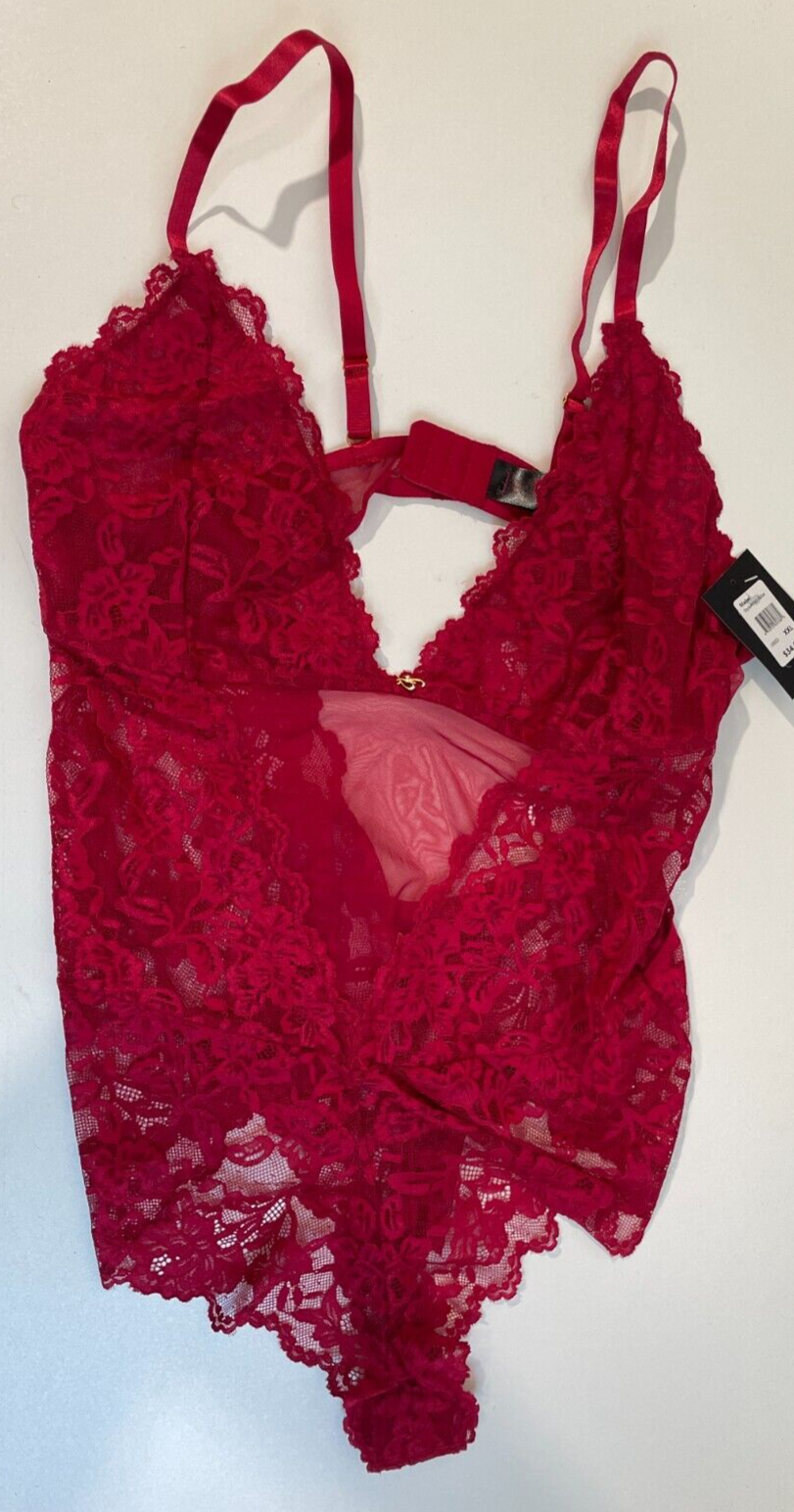 Frederick's of Hollywood Women's XXL Mabel Teddy Lingerie in Sienna Red F90-0004