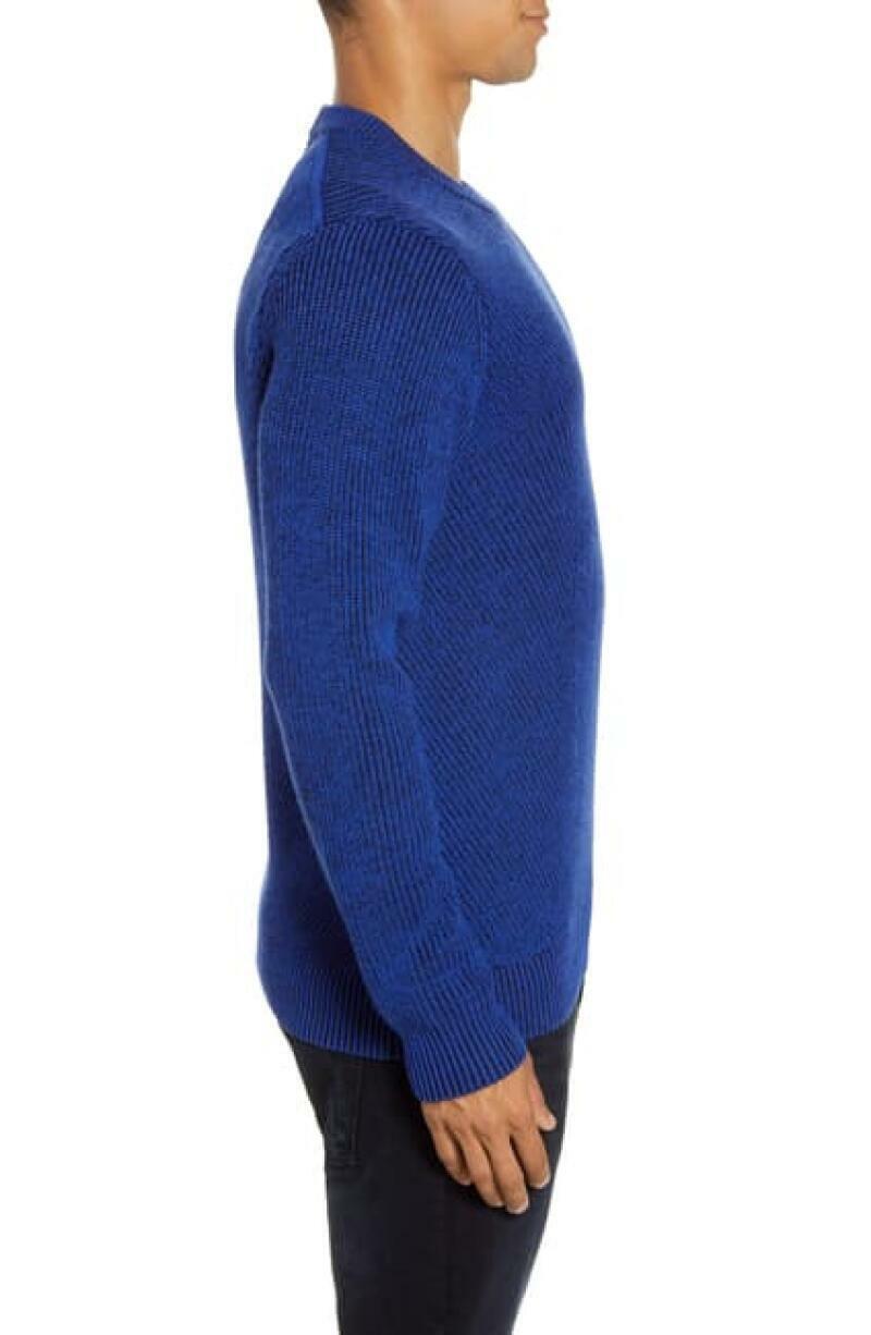 Ted Baker Mens 6 Blue Mixme Directional Ribbed Crewneck Sweater Pullover