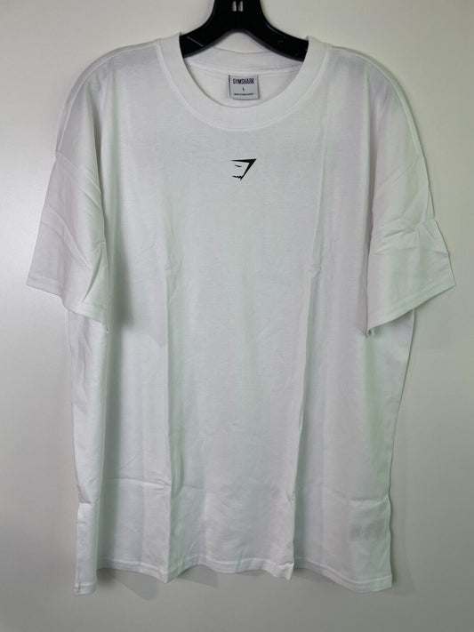 Gymshark Womens L Fraction Oversized T-Shirt White Short Sleeve B3A6L-WBBM