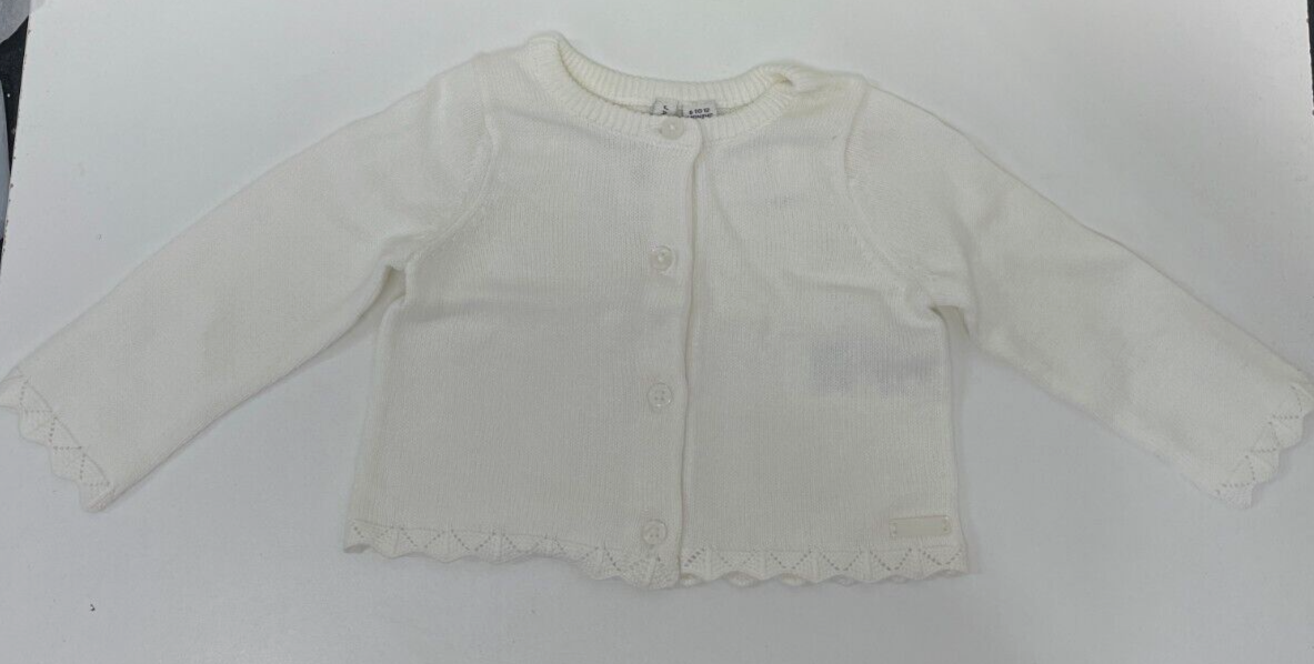 Janie and Jack Baby 6-12M Scalloped Cardigan White Sweater Button-Up Sweater