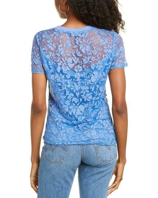 Laundry by Shelli Segal Womens Dutch Blue Bridget Burnout Top Short Sleeve Shirt