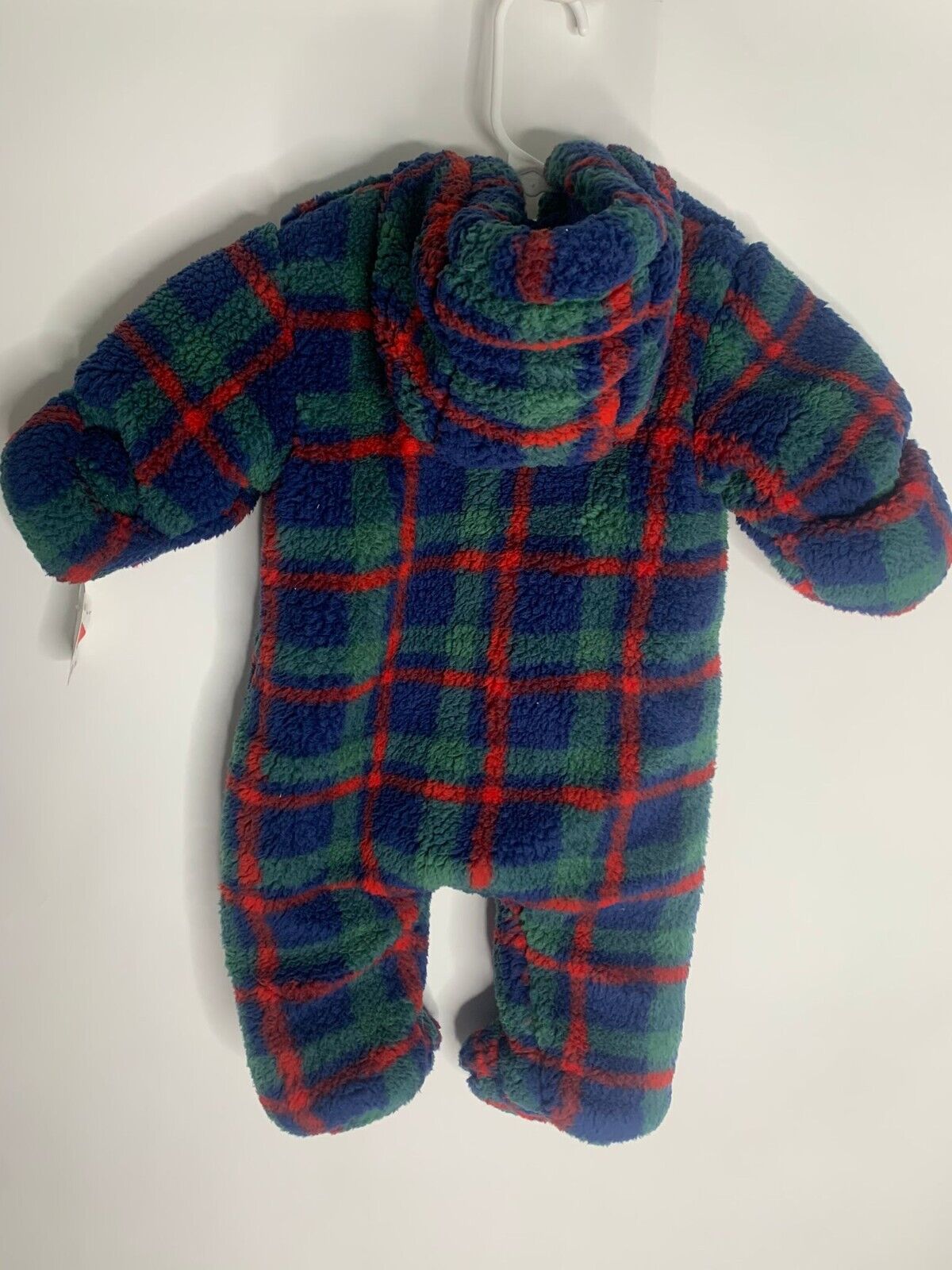 Little Me Toddler Baby Plaid Teddy Bear One Piece Sherpa Fleece Jumpsuit