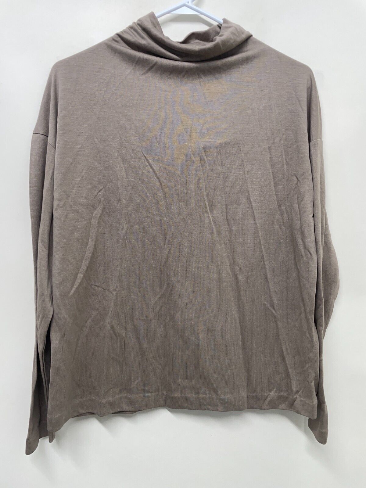 Massimo Dutti Women's M Drapeli Lyocel Sweatshirt Mink Brown Mock Neck 6810/551